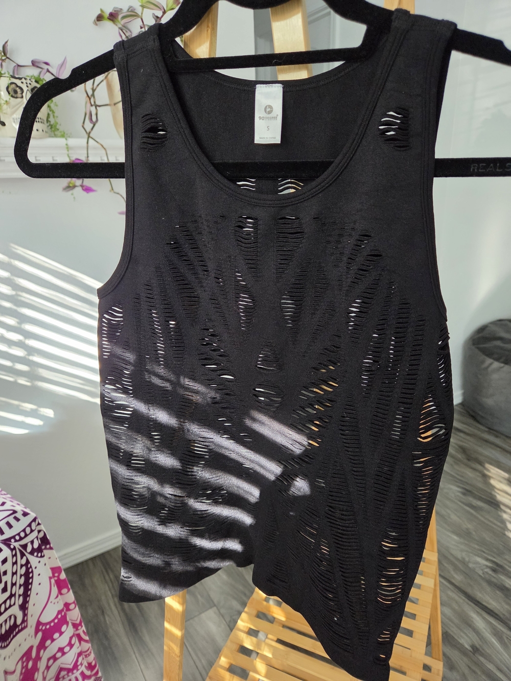 90 Degree By Reflex Black Laser-Cut Performance Tank